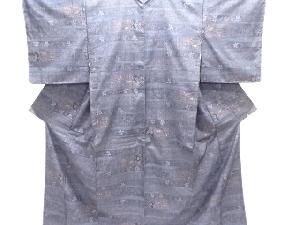 未使用品　花更紗模様織り出し手織り紬着物